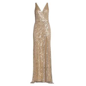 Mac Duggal Gold Sequin Maxi Dress